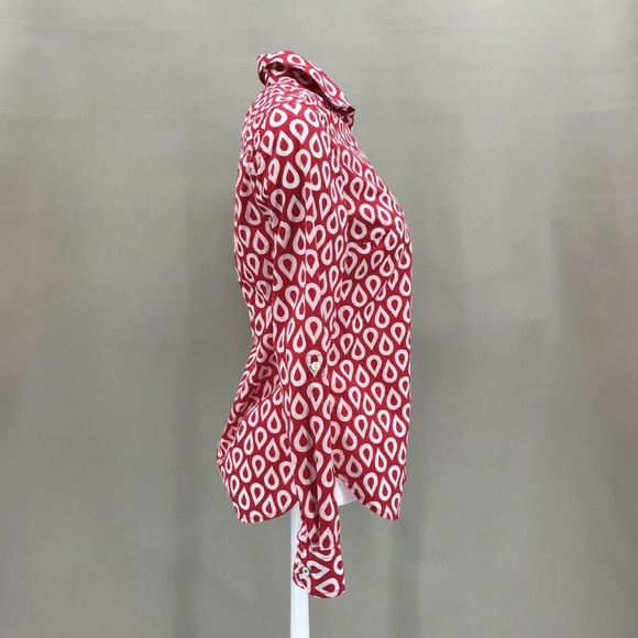 Talbots Geometric Long Sleeve Button Top Size 2 - Picture 6 of 7